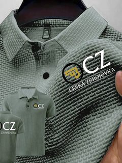 Estate Nuovi Uomini POLO T-Shirt CZ Ceska Zbrojovka Armi da fuoco High End Maglia di seta del ghiaccio da uomo a maniche corte Top Colletto della camicia