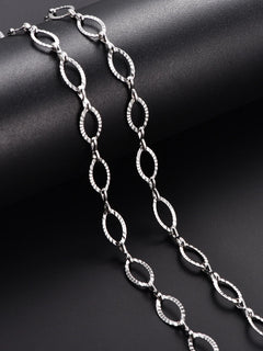 6.5/7/8mm Chic Glitter Maglia in acciaio inossidabile Taglio ovale Figaro Collana a catena per donna