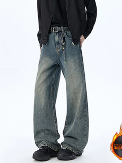 LUZHEN 2026 Winter Trendy High Quality Fleece Liner Warm Straight Tube Jeans Men's Stylish Handsome Vintage Denim Pants JY9259