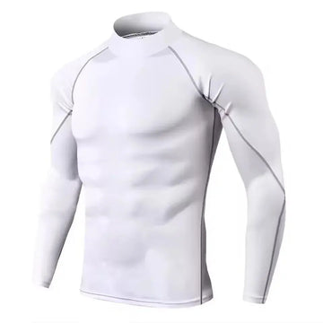 Men Compression Long Sleeve T Shirt Sportswear Male Skinny Tshirt Elastic Track Tracksuit Clothing Gyms Fitness T-shirt For Men PlatiNum