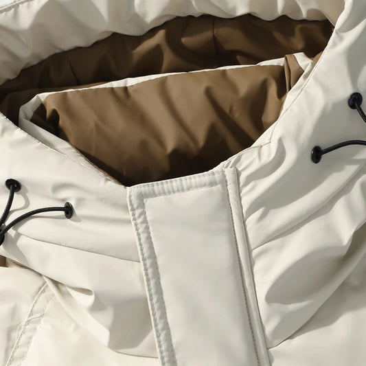 2024 Piumino corto con cappuccio, piumino da uomo in tinta unita, caldo cappotto casual in piuma d'anatra bianca