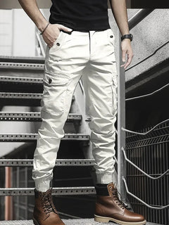 Slim Cargo Pants Men Casual Work Trousers Multi-pocket Wear-Resistant Outdoor Sports Pants Summer Autumn Lightweight Sportswear