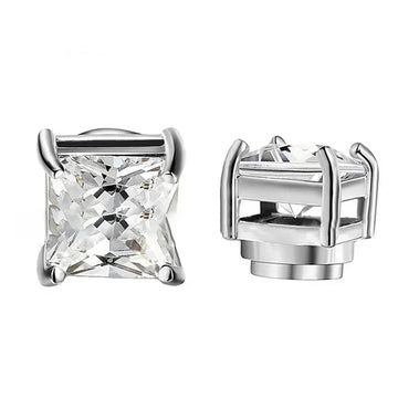 1 Pairs Crystal Strong Magnetic Ear Stud Clip Earrings for Men Women Punk Round Zircon Magnet Earrings Non Piercing Jewelry PlatiNum