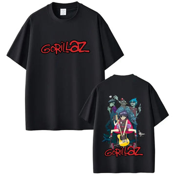 T-shirt grafica Rock Band Gorillaz uomo donna Hip Hop musica pop gotica manica corta uomo maglietta girocollo in morbido cotone di alta qualità
