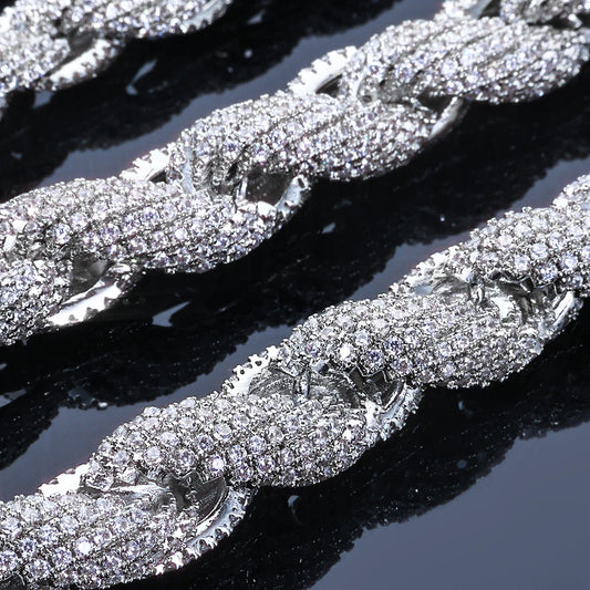 ESKEEM Bling Iced Out Cubic Zirconia Corda Catena Girocollo per Donna Uomo Gioielli Hiphop Collana Full Pave CZ