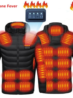 New Men'S Winter Four Control 21 Zone Intelligent Heating And Warming Fashionable And Casual Hooded Cotton Coat (No Power Bank)