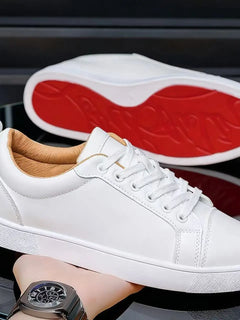 Men's High-End Casual Red Sole Board Oes Waterproof Sports Commuter Busin White Oes Simple Design Versatile Briti Sle