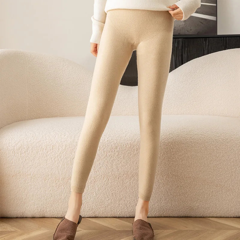 New Women's Cashmere Leggings Soft Comfortable Stretchy Solid Color Long Pants for Autumn Winter Season