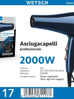 Concentrator Nozzle And Diffuser Hair Dryer 100‑240V For Travel Hotel Convenient On‑site Hair Grooming