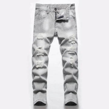 Jeans Boys Straight Ripped Children Washed Distressed Pockets Stretch Casual Denim Trousers Big Kids Streetwear 2025 Hole Pants PlatiNum