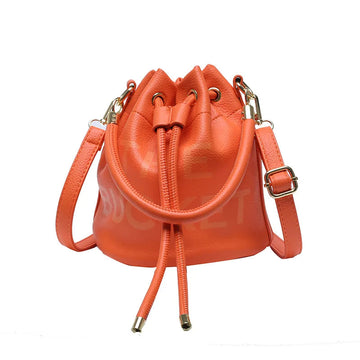 Spring New Fashion Letter PU Leather Bucket Bag Women Simple City Style Shoulder Handbag Trendy Crossbody Satchel Handbag PlatiNum