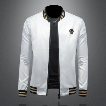 Minglu Spider Embroidery Men's Jackets High Quality Stand Collar Solid Color Sport Casual Spring Autumn Male Coats Plus Size 5XL