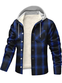 Plus Fleece Warm Plaid Hooded Jacket Men Y2K Street Loose Cardigan Hoodies Man Autumn Winter Thicken Single Breasted Casual Coat