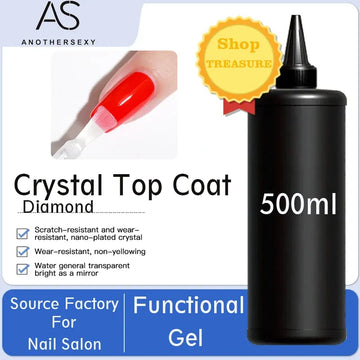 AS 500ml High Quality Nail Art Soak Off UV/LED No Wipe Top Coat Gel Polish Base Coat Without Sticky Layer Tempered TopCoat