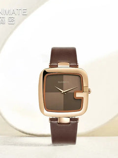 Elegante orologio da donna con movimento al quarzo in stile minimalista nordico ultrasottile con cinturino in vera pelle alla moda e confezione regalo