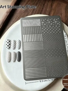 Nail Stamping Plates Striped Wave Points Pattern French Stainless Steel Stencil Nail Art Transfer Template Diy Manicure Tool
