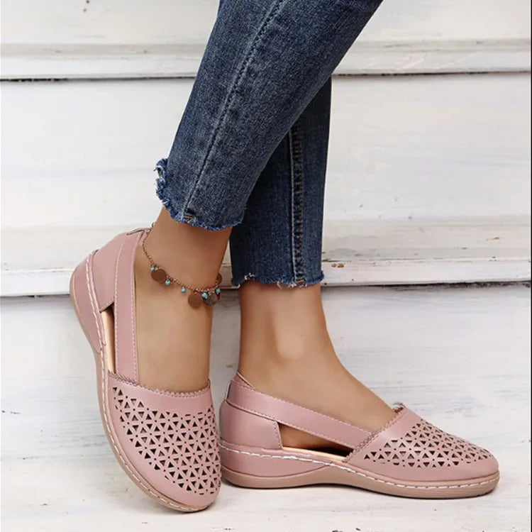 Women's Summer Flat Round Toe Sandals 2023 New Retro Button Sandals Comfy Mary Jane Comfortable Shoes for Women Plus Size 43