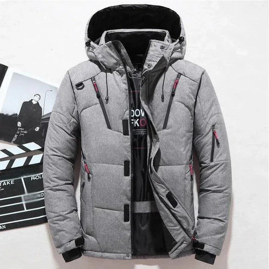 -20 Degree Down Jacket Male Winter Parkas Men White Duck Down Jacket Hooded Outdoor Thick Warm Padded Snow Coat Oversize M-4XL - PlatiNum