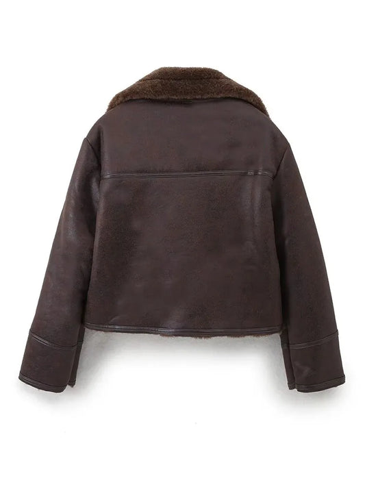 HH Women Winter New Fashion Warm Reversible Short Jacket Coat Women's High Street Retro Commuting Casual Versatile Short Jacket