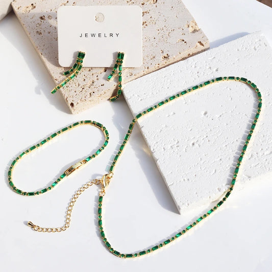 Collana girocollo in cristallo verde zircone moda sposa accessori da sposa donna catena da Tennis girocolli gioielli Collier Femme