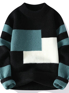 Winter Fashion Sweater Men Patchwork Casual Knit Pullovers Mens Thick Warm Harajuku Loose Knitted Sweaters O-Neck Streetwear Man
