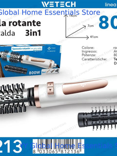Household Multifunctional Rotating Hot‑Air Styler, Interchangeable Hair Dryer Brush, 800W Hair Volumizer Straightening & Curling Tool for Daily Hairstyle Making