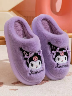 New Kuromi Family Slippers for Autumn and Winter Sanrio Hello Kittye My Melody Cinnamoroll Home Cotton Slippers Festival Gift