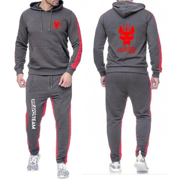 2025 Spring And Autumn Men's Bravo Team Symbol Seal Team Logo Print Lightweight Popular Solid Color Hoodies Pants Sport Suits PlatiNum