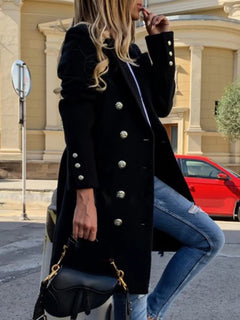 Fashion new women's autumn and winter long thin plus size woolen women's coat coat double breasted thick warm coat winter