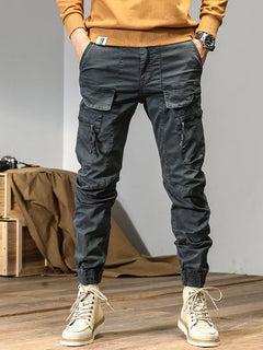 CAAYU Joggers Cargo Pants Men Casual Y2k Multi-Pocket Male Trousers Sweatpants Streetwear Techwear Tactical Track Gray Pants Men