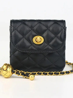 Women's Leather Slanting Belt Bag Detachable Adjustable Chain Strap Shoulder Bag Fashion Wallet Hanging Pouch Belt Bag
