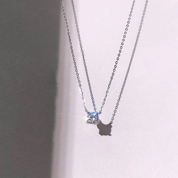 Hot 925 Sterling Silver 14k Gold Plated Necklace Versatile Sparkling Zircon Choker Clavicle Chain for Women Wedding Jewelry PlatiNum