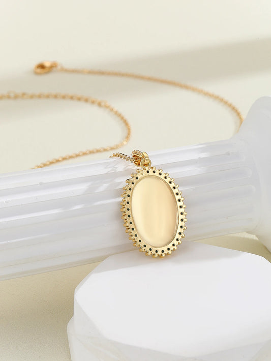 YYD Collana con ciondolo jesu in zirconi color rame alla moda per gioielli da donna, regalo, catena in acciaio inossidabile impermeabile