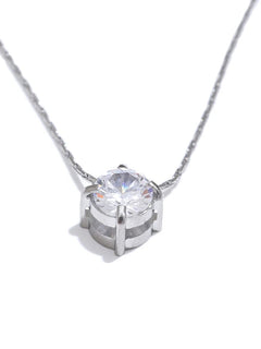 Yhpup Korean Chic Stainless Steel Shiny Cubic Zirconia Cast Delicate Necklace Pendant for Women Daily Waterproof Basic Jewelry