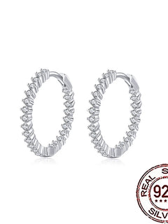 CWWZircons 925 Sterling Silver New Fashion Cubic Zircon Round Hoop Earrings for Women Girls Fine Party Jewelry Accessories SE012