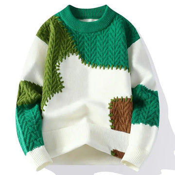 Thorn Style Spliced Knitted Sweater 2025 Fashionable High Street Autumn Winter Warm Men's Top Hip-hop Streetwear Fishing Sports