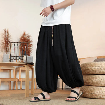 Pantaloni da uomo in seta ghiaccio, stile cinese, vestibilità ampia, alla moda, estivi, casual, sportivi, modello lanterna, taglie forti fino alla 8XL - Offerta imperdibile!