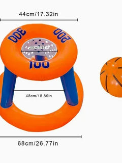 Gioco gonfiabile di pallacanestro d'acqua e lancio di anelli per bambini, giocattoli da spiaggia per piscina all'aperto con 3 anelli + 1 palla, giocattoli interattivi per famiglie