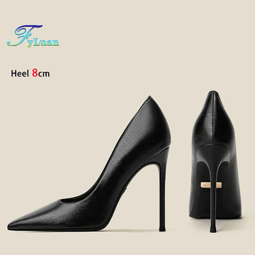 di alta qualità pelle di pecora tacchi alti partito ufficio moda a punta superficiale scarpe da donna 6 8 10 cm stiletto colore nudo pompe femminili