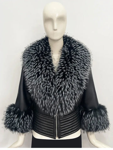 ZADORIN Luxury Winter Faux Raccoon Fur Coat Woman Short Faux Sheepskin Leather Jacket Warm Fur Lined Elegant Woman Clothes Tops