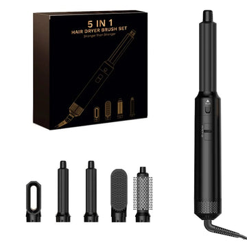 5 in 1 Hot Air Styler Hair Dryer Brush with Curling Barrels Volumizing Brush and Straightening Attachment for Home Use
