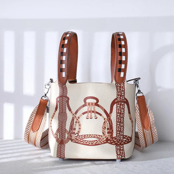 Borsa Tote da Donna Multicolore con Patchwork e Effetto Granulato, in Pelle PU con Manico Superiore e Tracolla Larga a Righe, Borsa a Secchiello Casual per lo Shopping
