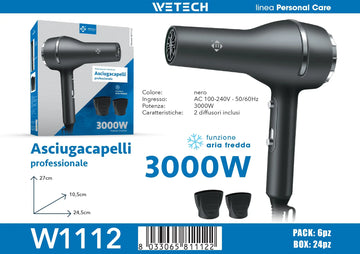 Professional 3000W Hair Dryer AC100-240V Constant Temperature Cold Air Blow Dryer With 2 Concentrator Nozzles Salon Home Hair Styling Tool