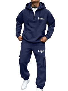 Customized Print Men Tracksuit 2 Pieces Half Zipper Athletic Hoodies Sweatpants Women Training Casual Running Jogging Suit Sets