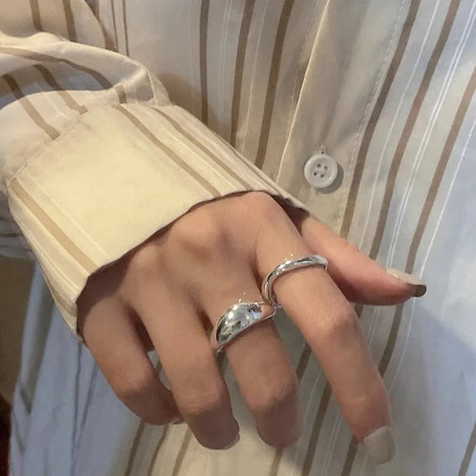 VENTFILLE Anello irregolare in argento sterling 925 per le donne Ragazza regalo Design liscio Tendenza Minimalismo coreano Gioielli Dropshipping