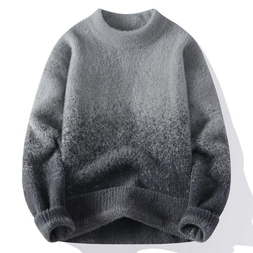 Imitation Mink Sweater for Men's Gradient Knitted Sweater for Couples Round Neck Thickened Warm Casual Pullover