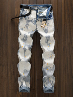 Men's Retro Casual Straight Leg Slim Fit Jeans Versatile Street Fashion Comfortable Classic Blue Denim Pants for Men