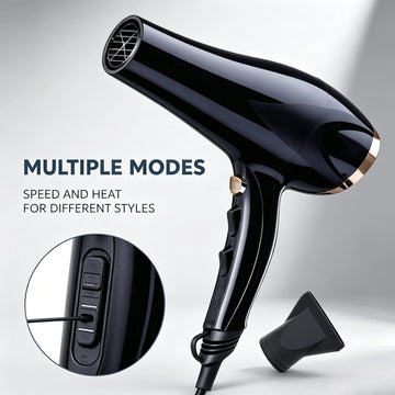 Professional Negative Ions Hair Dryer 2200W 100‑240V Multi Speed Temperature Control Blow Dryer With Concentrator Nozzle For Salon Home Use