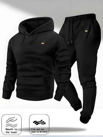 2025 Crown Logo Printed Autumn/Winter Fashion New Hooded Sportswear Outdoor Fashion Versatile Casual Sportswear and Pants PlatiNum