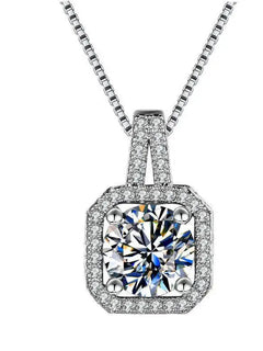 925 Sterling Silver Necklace For Women Round Pendent Sparkling Pave CZ Necklace Fashion Anniversary